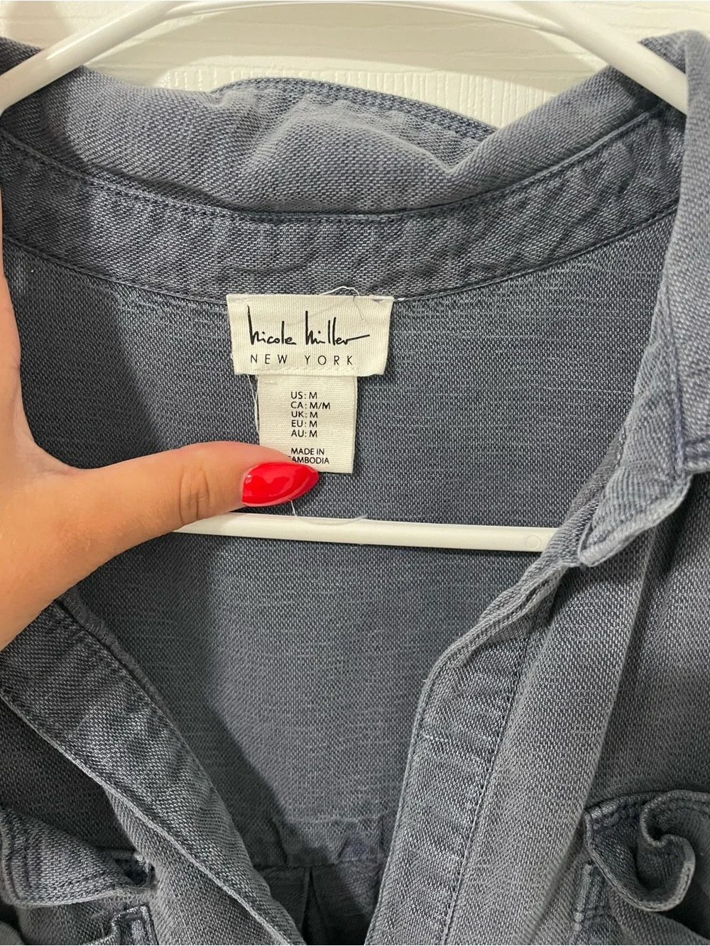 Nicole Miller Slate Blue Button-Front Romper